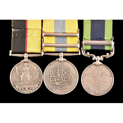 60 - A Sudan Campaign medal trio awarded to: 3922 Private G. Dennis, 1st Battalion, Royal Warwickshire Re... 