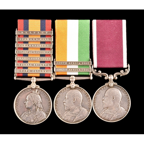 64 - A Boer War LSGC medal trio awarded to: 2968 / 8351 Bandmaster W. H. Owen 14th Hussars and Leicesters... 