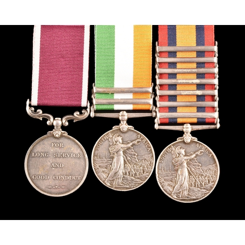 64 - A Boer War LSGC medal trio awarded to: 2968 / 8351 Bandmaster W. H. Owen 14th Hussars and Leicesters... 