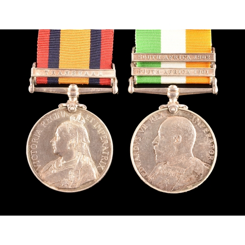 67 - A Boer War medal pair awarded to: 2232 Private C. Parr, Railway Pioneer Regiment. Comprising: Queen&... 