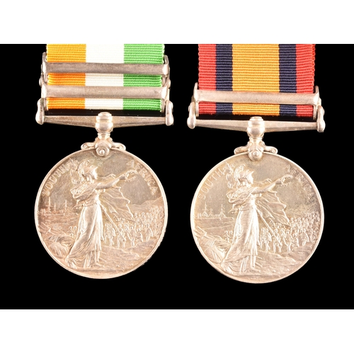 67 - A Boer War medal pair awarded to: 2232 Private C. Parr, Railway Pioneer Regiment. Comprising: Queen&... 