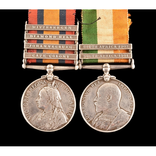 71 - A Boer War medal pair awarded to: 6985 Company Quartermaster Sergeant R. Kean, Army Service Corps. C... 