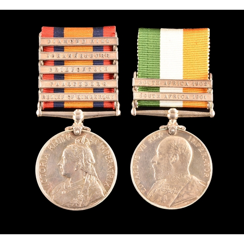 72 - A Boer War medal pair awarded to: 3339 Private J, Foster, 1st Battalion, Essex Regiment. Comprising:... 