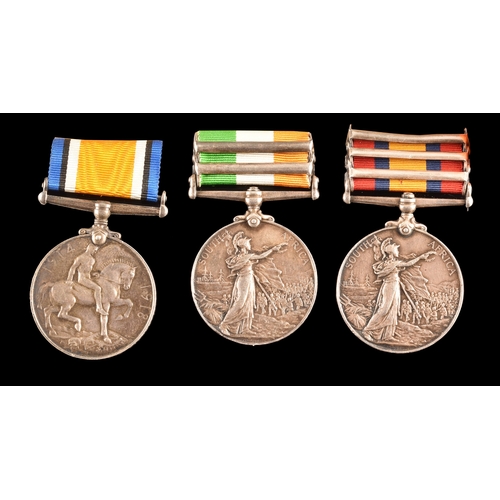 76 - A Boer War and Great War medal trio awarded to: 7066 / T4-239618 Pte. G. Marshall, Northumberland Fu... 