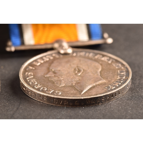 76 - A Boer War and Great War medal trio awarded to: 7066 / T4-239618 Pte. G. Marshall, Northumberland Fu... 