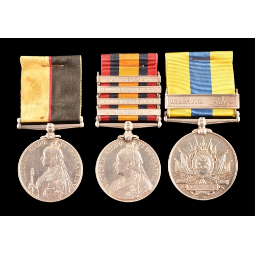 78 - A Boer War and Sudan Campaign medal trio awarded to: 4372 Private G. Young, 1st Battalion, Northumbe... 