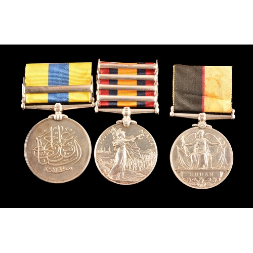 78 - A Boer War and Sudan Campaign medal trio awarded to: 4372 Private G. Young, 1st Battalion, Northumbe... 