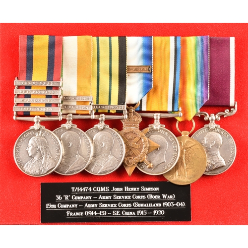 82 - A Boer War and Great War seven medal LSGC GSM group awarded to: T/14474 Company Quarter Master Serge... 