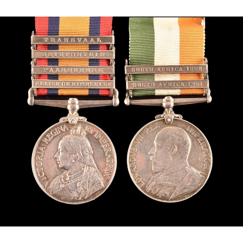 83 - A Boer War medal pair awarded to: 3750 Private W. Swithin, Gloucestershire Regiment. Comprising: a Q... 