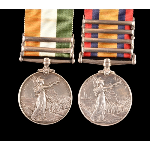 83 - A Boer War medal pair awarded to: 3750 Private W. Swithin, Gloucestershire Regiment. Comprising: a Q... 