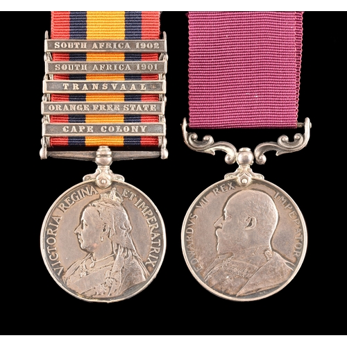 85 - A Boer War LSGC medal pair awarded to: 2612 Sergeant Major John Isaac, 3rd Battalion, Dragoon Guards... 