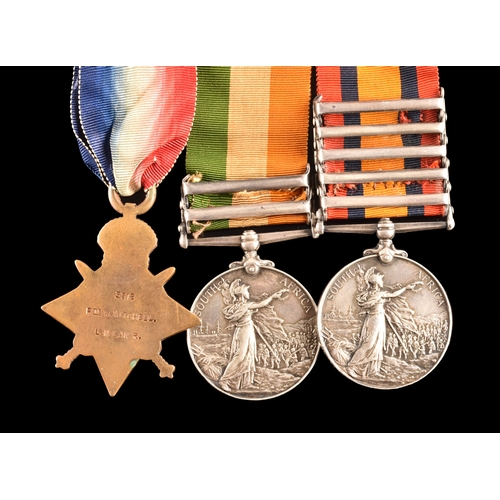 87 - A Boer War and Great War three medal group awarded to: 5588 / 3012 Pte. W, Mitchell, Royal Lancashir... 