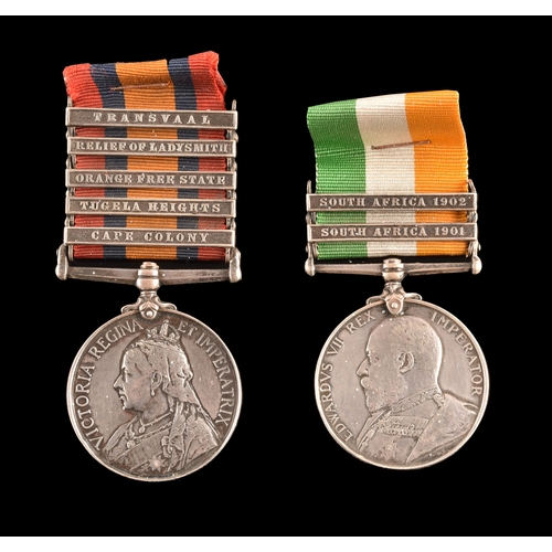 91 - A Boer War medal pair awarded to: 2642 Private. D. Newton Somerset Light Infantry. Comprising: a Que... 