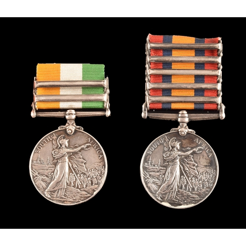 91 - A Boer War medal pair awarded to: 2642 Private. D. Newton Somerset Light Infantry. Comprising: a Que... 