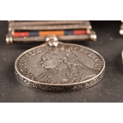 91 - A Boer War medal pair awarded to: 2642 Private. D. Newton Somerset Light Infantry. Comprising: a Que... 