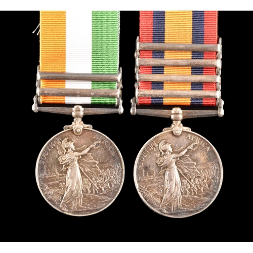 92 - A Boer War medal pair awarded to: 4053 Private A. Smith. Leicestershire Regiment. Comprising: a Quee... 