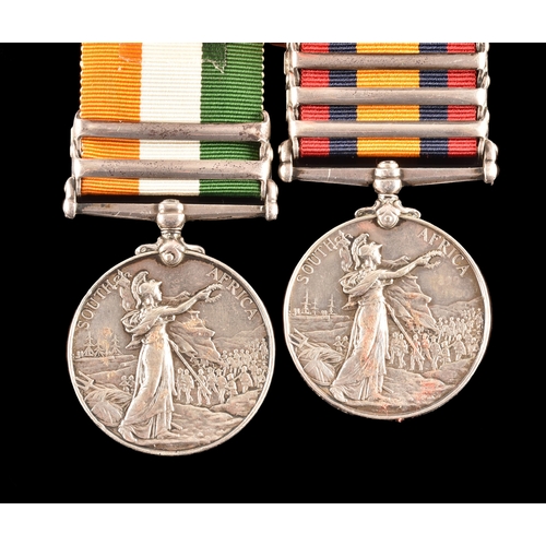 93 - A Boer War medal pair awarded to: 5394 Private E. G. Ward, Royal Irish Fusiliers. Comprising: a Quee... 