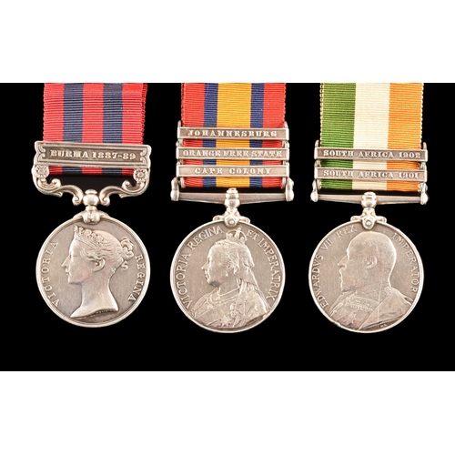 95 - An India and Boer War GSM medal trio awarded to: 1973 Private. W. Piercey, 2nd Battalion, Cheshire R... 