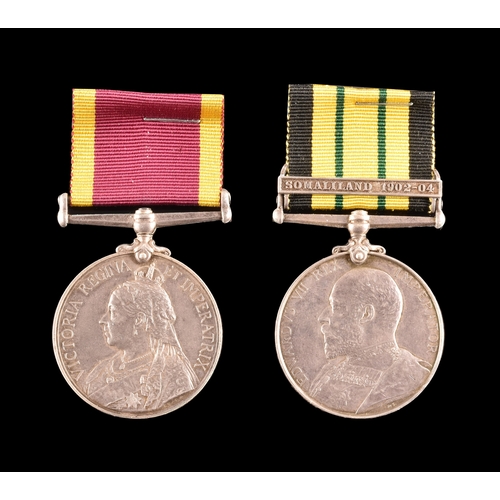 98 - A Boxer Rebellion and Africa medal pair to Mr. A Clerk.Comprising: a China War Medal 1900 (Clerk Mr.... 