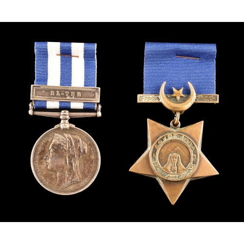 104 - An Egypt Campaign medal pair awarded to: Able Seaman T. Justin, HMS Dryad, Royal Navy. Comprising an... 