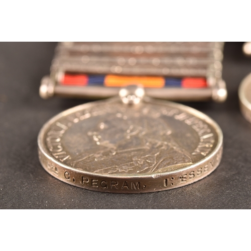 109 - A Boer War medal pair awarded to: 5190 Private G. Pegram, 1st Battalion, Essex Regiment. Comprising:... 