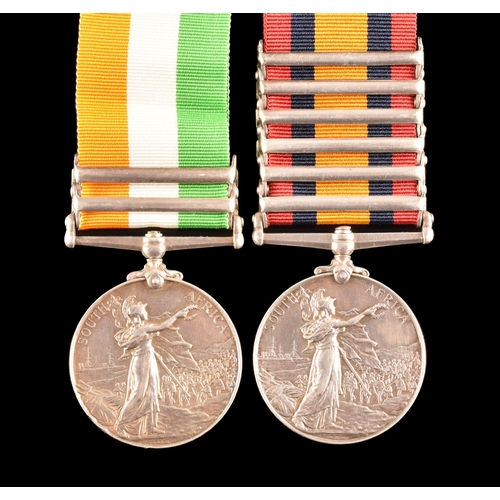 110 - A Boer War medal pair awarded to: 3843 Private H. E. Stone, 6th Dragoon Guards. Comprising: a Queen’... 