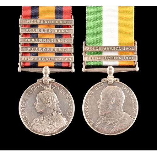 113 - A Boer War medal pair awarded to: 3659 Private C. Rose 16th Lancers. Comprising: a Queen’s Sou... 