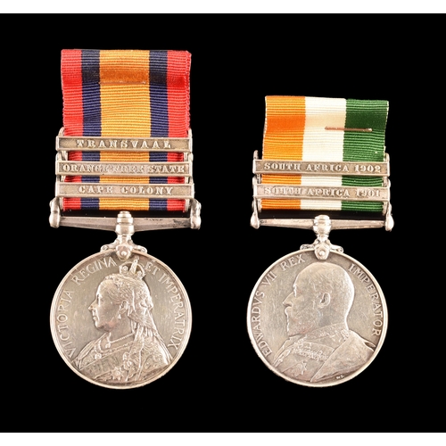 114 - A Boer War medal pair awarded to: 5315 Private. F. Northam, Somerset Light Infantry. Comprising: a Q... 