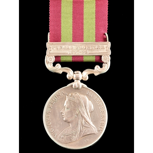 193 - An India Medal 1895-1902, to 3996 Private George Brooker, 1st Battalion, Royal West Kent Regiment, 1... 