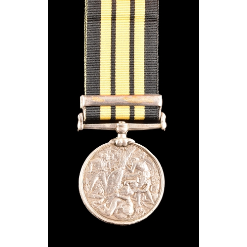 224 - An Ashantee Medal, Gold Coast 1873-74 campaign, 1 clasp, Coomassie, awarded to 1747 Private Kenneth ... 