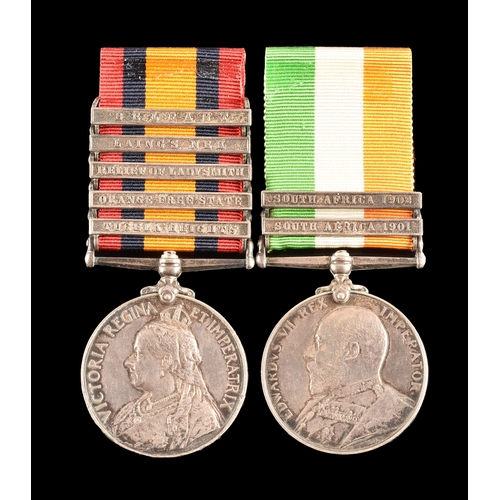 225 - A Boer War medal pair awarded to: 3680 Private W. W. Berry, Rifle Brigade. Comprising: a Queen&rsquo... 