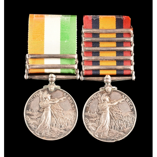 225 - A Boer War medal pair awarded to: 3680 Private W. W. Berry, Rifle Brigade. Comprising: a Queen&rsquo... 