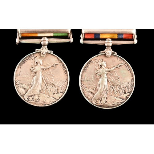 231 - A Boer War medal pair awarded to: 5944 Private. H. Coates, Royal Warwick Regiment, Mounted Infantry.... 