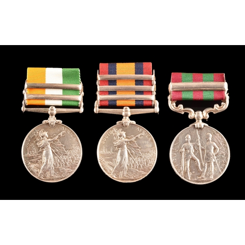 233 - An India and Boer War medal trio to: 1491 Corporal Arthur Booth, 1st / 2nd Battalion, Somerset Light... 