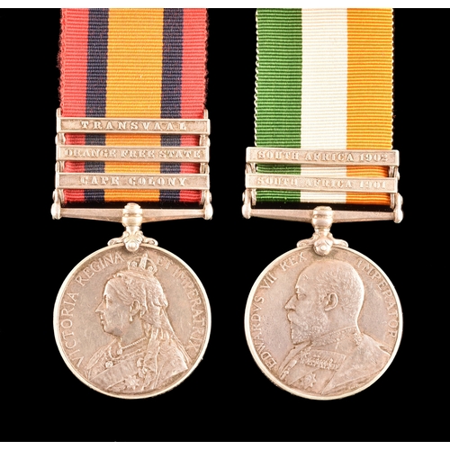 245 - A Boer War medal pair awarded to: 9488 Lance Corporal W. H. W. Jones, B Supply Company, Army Service... 