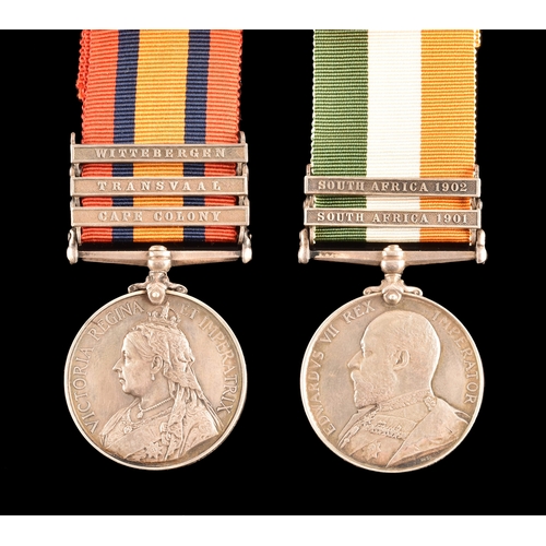 249 - A Boer War medal pair awarded to: 2781 Private. W. Audley, Worcester Regiment. Comprising: a Queen&r... 