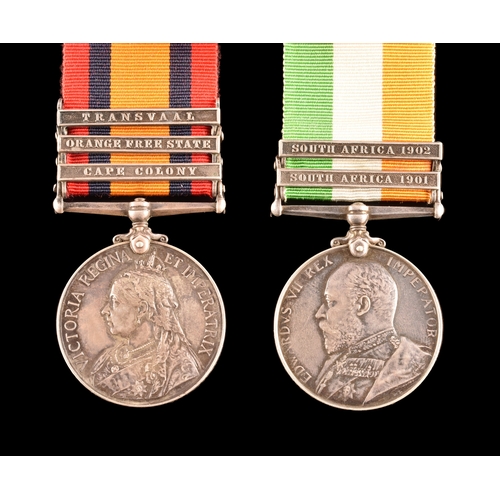 251 - A Boer War medal pair awarded to: 3629 Private. J. Connell, 3rd Battalion, Royal Munster Fusiliers. ... 