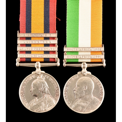 265 - A Boer War medal pair awarded to: 4422 Private. W. Whitter, The 18th Royal Hussars, Queen Mary's Own... 