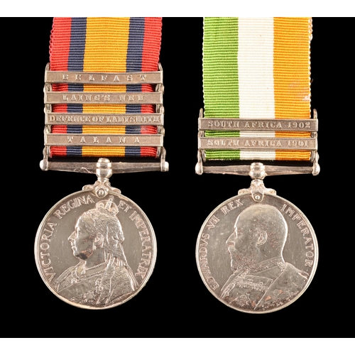 267 - A Boer War medal pair awarded to: 4600 Private. J. Sutton, 1st Battalion, Leicester Regiment. Compri... 