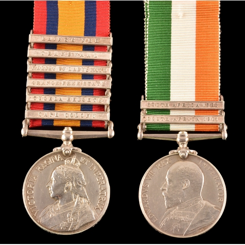 273 - A Boer War medal pair awarded to: 28484 Bombadier J. Pearce, 63rd Battery, Royal Field Artillery. Co... 