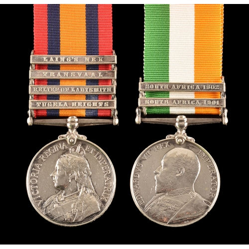 274 - A Boer War medal pair awarded to: 3999 Private. W. Foreman, Durham Light Infantry. Comprising: a Que... 