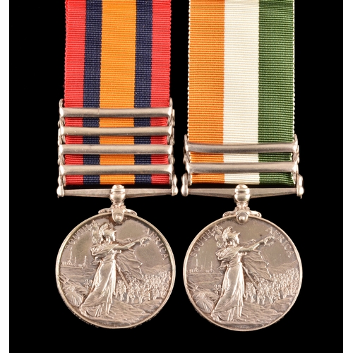 276 - A Boer War medal pair awarded to: (3691 Private. T. Haffey, Durham Light Infantry. Comprising: a Que... 