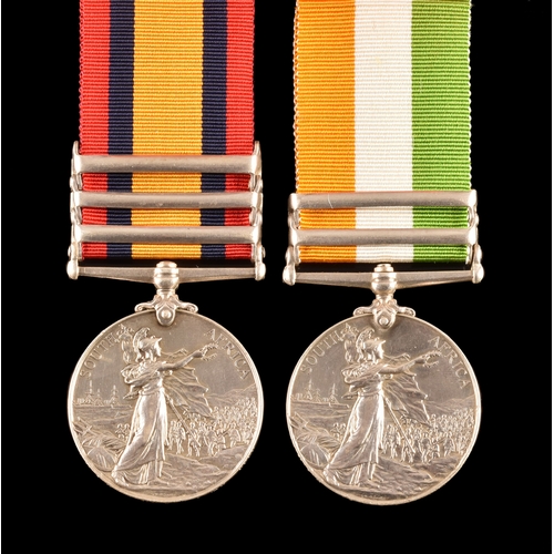 281 - A Boer War medal pair awarded to: 8080 Corporal. A. J. Simms, Royal Army Medical Corps. Comprising: ... 