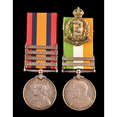 282 - A Boer War medal pair awarded to: 10056 Private. P. Fisher, Royal Army Medical Corps. Comprising: a ... 