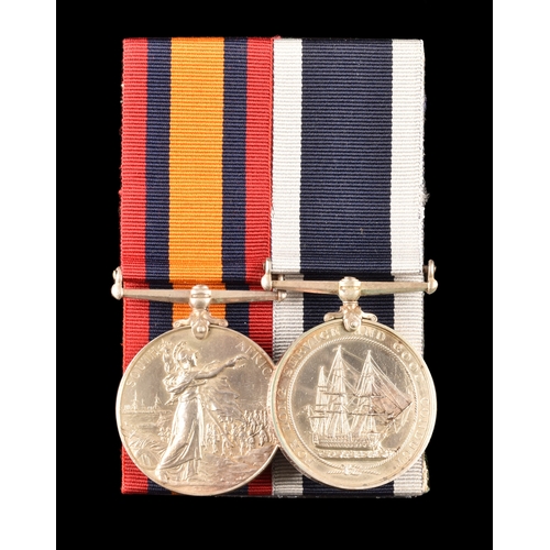 284 - A Boer War medal pair awarded to: 133369 John Buchanan Smith, Master at Arms, Royal Navy, HMS Gibral... 