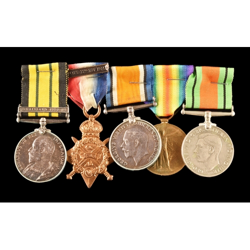 285 - An Africa and Great War medal group to: 9103 Acting Corporal. William H. Shorto, 59th Field Company,... 