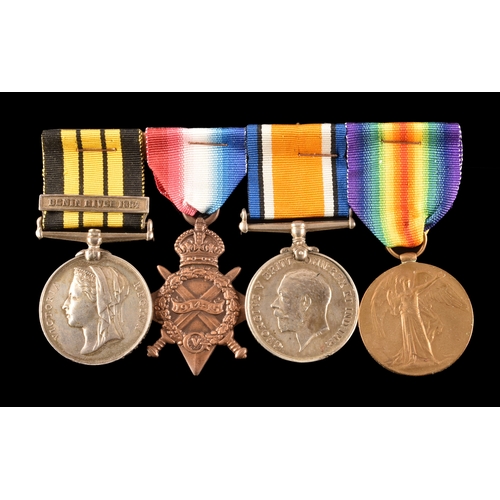 286 - An East and West Africa and Great War four medal group to: James Sankey, Stoker, Royal Navy, H.M.S. ... 