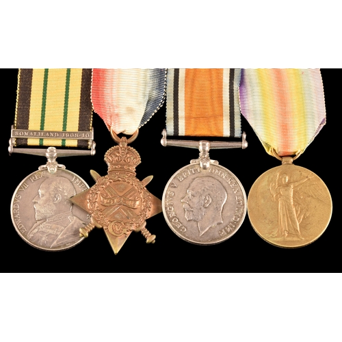 288 - An Africa and Great War four medal group to: 226920 J. A. Inman, Able Seaman, Royal Navy, H.M.S. Pro... 