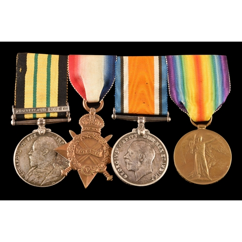 289 - An Africa and Great War four medal group to: 8920 Private. L. A. Martin, Royal Marine Light Infantry... 