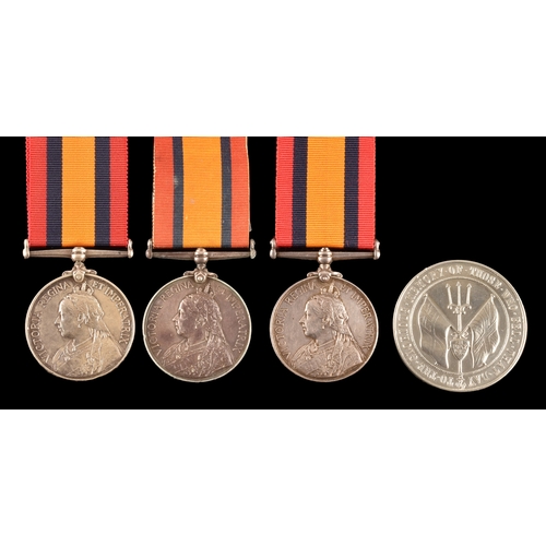 291 - A collection of three: Queen’s South Africa Medal, no clasp, Royal Navy to:1. A. E. Heart, Sto... 